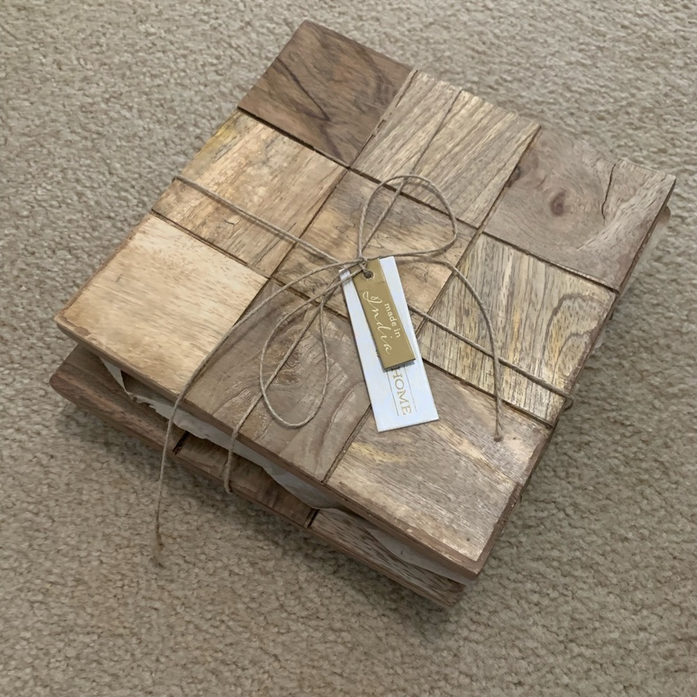 Rustic Wood Coaster Set - Picture 2 of 3